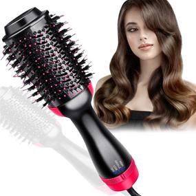 img 4 attached to 4 in 1 Hot Air Brush Styler and Dryer Hair Dryer Volumizer, Hair Dryer Comb Salon Hair Straightener Negative Ion Ceramic Electric Blow Dryer for All Hair Types - Anti-Scald Technology