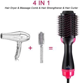 img 3 attached to 4 in 1 Hot Air Brush Styler and Dryer Hair Dryer Volumizer, Hair Dryer Comb Salon Hair Straightener Negative Ion Ceramic Electric Blow Dryer for All Hair Types - Anti-Scald Technology