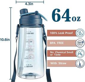 img 3 attached to 💧 Cille 64oz Tritan Water Bottle with Straw & Time Marker, BPA Free, for Fitness, Gym, Outdoor Sports (Blue)