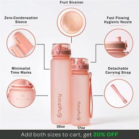 img 2 attached to Hydracy Water Bottle with Time Marker - 500 ml 17 Oz BPA Free - Leak Proof & No Sweat - Gym Bottle with Fruit Infuser - Ideal Fitness or Sports Gift - Rose Gold