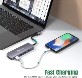 img 1 attached to 🔌 7-in-1 USB C Hub Multiport Adapter: Dpnao Portable Dongle with 4K HDMI, PD 100W, 3x USB, SD/Micro SD Reader - MacBook Pro, XPS Compatible