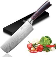 🔪 paudin nakiri knife - razor sharp 7-inch meat cleaver with high carbon german stainless steel blade - versatile asian chef knife for home kitchen, ideal for vegetables - ergonomic handle logo