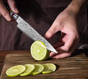 img 3 attached to 🔪 Ultimate Utility Chef Knife: Japanese Damascus Steel 6 Inch Blade for Precision Kitchen Cutting - High Carbon 67-Layer & Ultra Sharp - Perfect Gift Box Included