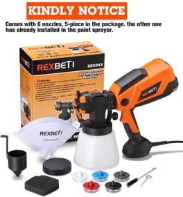 img 3 attached to 🎨 High Power 700 Watt HVLP Home Electric Paint Sprayer - REXBETI, 1000ml/min Spray Gun with 1000ml Container, Easy Cleaning and Spraying, 6 Nozzle Sizes (1 Nozzle Pre-Installed)