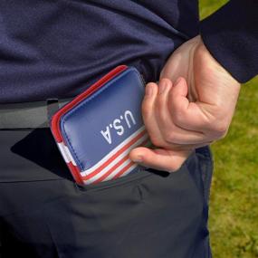 img 1 attached to Craftsman Golf USA Star Red Stripes Blue PU Leather Scorecard & Yardage Holder Cover - Personalized with Custom Name Version