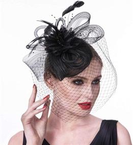 img 1 attached to 👒 Stylish Black Fascinators Headband: Women's Kentucky FM04 Accessories