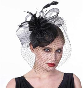 img 3 attached to 👒 Stylish Black Fascinators Headband: Women's Kentucky FM04 Accessories