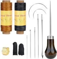 leather sewing waxed thread kit with upholstery needles, sewing awl, finger cot, thimble - perfect for leather diy stitching, repair, and sewing by butuze logo
