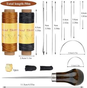 img 3 attached to Leather Sewing Waxed Thread Kit with Upholstery Needles, Sewing Awl, Finger Cot, Thimble - Perfect for Leather DIY Stitching, Repair, and Sewing by BUTUZE