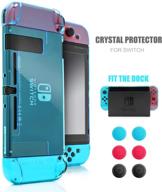 🎮 nintendo switch dockable case - protective blue case with tempered glass screen protector, 6 joy stick covers included, perfect fit for dock station logo