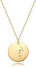 img 4 attached to 🌌 Mevecco Zodiac Constellation Gold Necklace - 12 Astrology Signs Engraved Coin Disc Pendant | Personalized Horoscope Jewelry with 18K Gold Plated Chain | Dainty and Simple