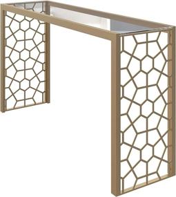 img 3 attached to Cosmopolitan CosmoLiving Juliette Console Table - Gold Metal Frame with Glass Top