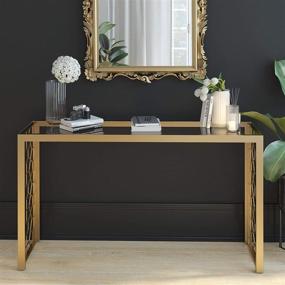 img 4 attached to Cosmopolitan CosmoLiving Juliette Console Table - Gold Metal Frame with Glass Top