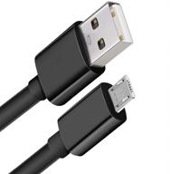 🔌 kaheaum 10ft micro usb cable fast charge quick data transfer android charger durable cord for kindle fire, samsung galaxy s6 s7/tablet, lg, ps4 - black logo