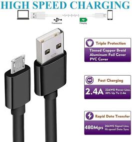 img 3 attached to 🔌 KAHEAUM 10FT Micro USB Cable Fast Charge Quick Data Transfer Android Charger Durable Cord for Kindle Fire, Samsung Galaxy S6 S7/Tablet, LG, PS4 - Black