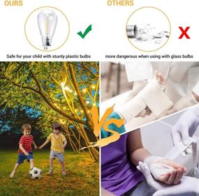 img 1 attached to 🌞 Solar Powered Outdoor Lights for Patio: 49 Ft 16 Shatterproof S14 LED Bulbs with 4 Modes, Waterproof Solar String Lights for Garden Party Wedding Decor in Warm White