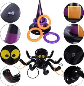 img 3 attached to 🎃 Halloween Ring Toss Game - Inflatable Spiders and Witch’s Hat - Fun Kids Party Game for Indoors/Outdoors - Halloween Party Favors (Black-Halloween)