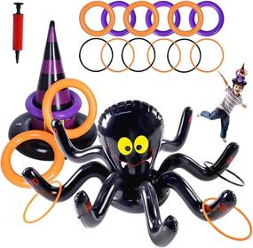 img 4 attached to 🎃 Halloween Ring Toss Game - Inflatable Spiders and Witch’s Hat - Fun Kids Party Game for Indoors/Outdoors - Halloween Party Favors (Black-Halloween)