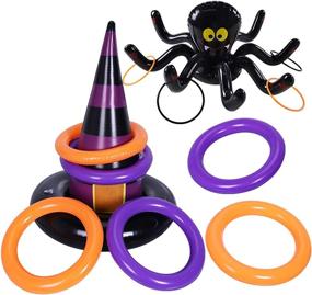 img 1 attached to 🎃 Halloween Ring Toss Game - Inflatable Spiders and Witch’s Hat - Fun Kids Party Game for Indoors/Outdoors - Halloween Party Favors (Black-Halloween)