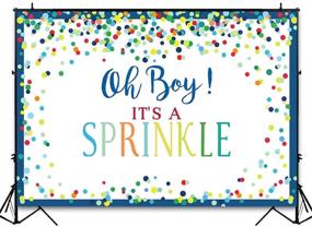 img 1 attached to 🍩 COMOPHOTO 7x5ft Boy Baby Shower Backdrop Donut Theme - Colorful Dots Confetti Sprinkle Birthday Decorations Photography Background with Cake Table Banner Supplies