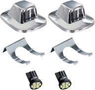 hercoo led license plate light lamp lens bulbs with chrome truck rear housing - compatible with 1992-1994 blazer, 1988-1999 c1500 k1500 suburban tahoe, gmc sonoma, yukon - pack of 2, white logo