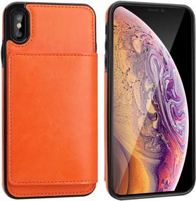 img 2 attached to 📱 KIHUWEY iPhone Xs Max Wallet Case: Durable Shockproof Design with Credit Card Holder & Kickstand in Orange