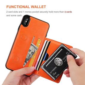 img 1 attached to 📱 KIHUWEY iPhone Xs Max Wallet Case: Durable Shockproof Design with Credit Card Holder & Kickstand in Orange