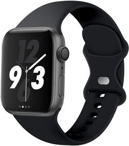 img 4 attached to Black Silicone Sport Strap for Apple Watch 38mm 40mm, Compatible with SE Series 6/5/4/3/2/1, Replacement Soft Band for Women Men, S/M Size