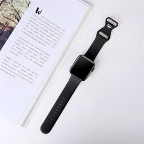 img 3 attached to Black Silicone Sport Strap for Apple Watch 38mm 40mm, Compatible with SE Series 6/5/4/3/2/1, Replacement Soft Band for Women Men, S/M Size