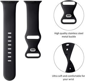 img 1 attached to Black Silicone Sport Strap for Apple Watch 38mm 40mm, Compatible with SE Series 6/5/4/3/2/1, Replacement Soft Band for Women Men, S/M Size