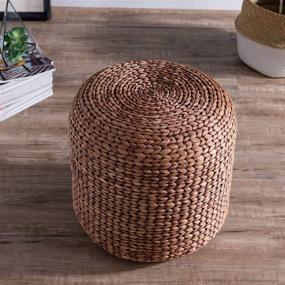 img 2 attached to Round Water Hyacinth Woven Ottoman by Abington Lane - Contemporary Home Decor Piece