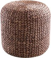 round water hyacinth woven ottoman by abington lane - contemporary home decor piece logo