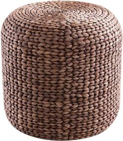 img 4 attached to Round Water Hyacinth Woven Ottoman by Abington Lane - Contemporary Home Decor Piece