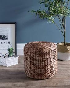 img 3 attached to Round Water Hyacinth Woven Ottoman by Abington Lane - Contemporary Home Decor Piece