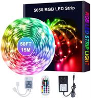 50ft led strip lights with music sync, rgb colour changing lighting strip - remote control and control box for home tv kitchen diy christmas decoration логотип