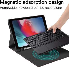 img 2 attached to 📱 GUDOU Bluetooth Touchpad Keyboard Case for iPad Air 3rd Generation 10.5 2019 / iPad Pro 10.5 2017, Wireless Detachable Keyboard Case with Pencil Holder, Auto Sleep/Wake (Black)