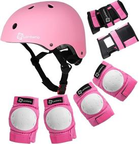 img 4 attached to Protective Kids Bike Helmet with Gear Set: Lamberia Adjustable Toddler 🚴 Helmet with Knee Pads, Elbow Pads, and Wrist Guards for Ages 3-8