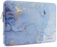 📱 mosiso 13 inch laptop sleeve case for macbook pro/air and 13-13.3 inch notebook, polyester vertical watercolor marble bag in blue logo