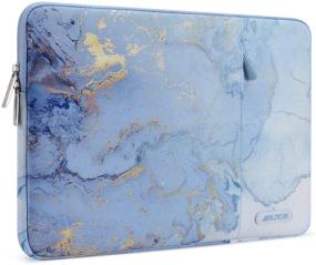 img 4 attached to 📱 MOSISO 13 inch Laptop Sleeve Case for MacBook Pro/Air and 13-13.3 inch Notebook, Polyester Vertical Watercolor Marble Bag in Blue