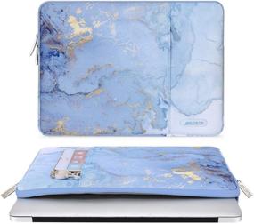 img 3 attached to 📱 MOSISO 13 inch Laptop Sleeve Case for MacBook Pro/Air and 13-13.3 inch Notebook, Polyester Vertical Watercolor Marble Bag in Blue