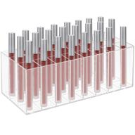 💄 hedume lip gloss holder organizer - acrylic beauty makeup organizer with 24 spaces for lip gloss and lipstick - display case for tall lip gloss / lipstick products logo