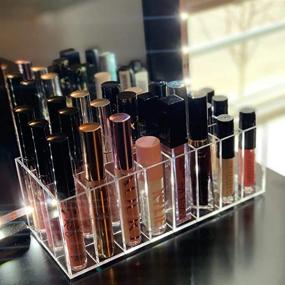 img 1 attached to 💄 Hedume Lip Gloss Holder Organizer - Acrylic Beauty Makeup Organizer with 24 Spaces for Lip Gloss and Lipstick - Display Case for Tall Lip Gloss / Lipstick Products