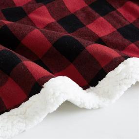 img 3 attached to 🏕️ Eddie Bauer Home Plush Sherpa Fleece Throw - Soft & Cozy Reversible Blanket, Perfect for Travel, Camping, and Home - Cabin Plaid Red