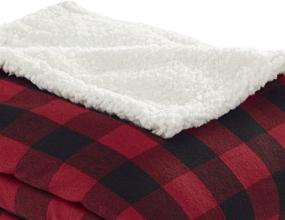 img 2 attached to 🏕️ Eddie Bauer Home Plush Sherpa Fleece Throw - Soft & Cozy Reversible Blanket, Perfect for Travel, Camping, and Home - Cabin Plaid Red