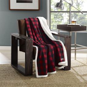 img 1 attached to 🏕️ Eddie Bauer Home Plush Sherpa Fleece Throw - Soft & Cozy Reversible Blanket, Perfect for Travel, Camping, and Home - Cabin Plaid Red