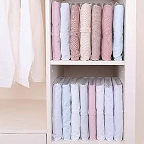 img 1 attached to 🔘 MEIC Translucent Folding Board Closet Organizer - Durable Plastic Laundry Folders for T-Shirts/Shirts/Skirts (Pack of 20)