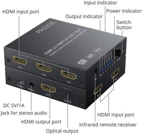 img 3 attached to 🔀 PROZOR 5x1 HDMI 2.0 Switch with Audio Extractor: 4K/60Hz YUV 4:4:4 HDR, HDMI to Optical TOSLINK SPDIF + Analog 3.5mm Headphone Stereo Audio Converter