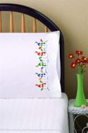 🎅 design works crafts tobin stamped pillowcases, snowman row embroidery kit, 20x30, white logo