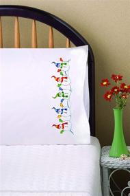 img 1 attached to 🎅 Design Works Crafts Tobin Stamped Pillowcases, Snowman Row Embroidery Kit, 20x30, White