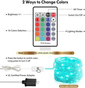 img 1 attached to 🎉 66FT 200 LED Waterproof Fairy String Lights with Remote Control - Plug-in Twinkle Firefly Lights for Bedroom Wall Wedding Christmas Home Patio Party Decor - 16 Color Changing Modes & Timer Included